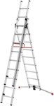 Hailo Anlegeleiter S100 ProfiLOT, Aluminium Kombileiter 3-teilig 2x9 + 1x8 Sprossen