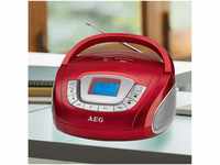 AEG Radio (Radio mit USB und SD Slot Stereoanlage rot Musikanlage MP3 Wecker...