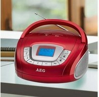 AEG Radio (Radio mit USB und SD Slot Stereoanlage rot Musikanlage MP3 Wecker...
