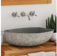 vidaXL Waschbecken, Waschtisch Flussstein Oval 45-53 cm