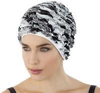 Fashy Badekappe Fashy - Badehaube R&uuml;schen Schwarz Wei&szlig; (3449-22) Damen Badekappe