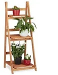 relaxdays Blumenst&auml;nder Blumentreppe aus Holz, L braun 41 cm x 107.5 cm x 40 cm