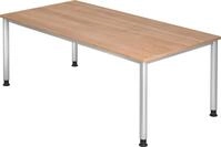 HAMMERBACHER Schreibtisch Schreibtisch 4-Fu&szlig;-rund 200x100cm Nussbaum/Silber
