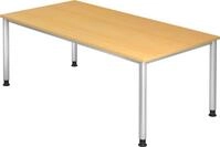 HAMMERBACHER Schreibtisch Schreibtisch 4-Fu&szlig;-rund 200x100cm Buche/Silber
