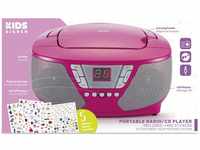 BigBen tragbarer CD60 Kids pink FM Radio AUX-IN 400 Sticker AU364460 CD-Player