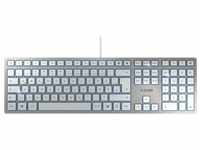 Cherry KC 6000 SLIM Kabelgebundene Tastatur, Silber/ Weiß, USB Tastatur