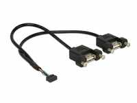 Delock USB 2.0 Kabel, 2mm 10Pin Header > 2x USB-A Buchse, zum Einbau USB-Kabel