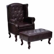vidaXL Sessel, Loungesessel mit Fu&szlig;hocker Dunkelbraun Kunstleder