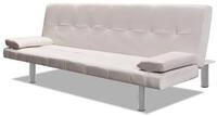 vidaXL Schlafsofa, Sofa mit 2 Kissen Kunstleder Ausziehbar Cremewei&szlig;