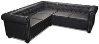 vidaXL Chesterfield-Sofa, Chesterfield Ecksofa 5-Sitzer Kunstleder Schwarz