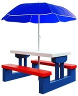 Deuba Sitzgruppe, Kindersitzgruppe mit Sonnenschirm UV Schutz Picknickset Tisch