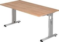HAMMERBACHER Schreibtisch Schreibtisch C-Fu&szlig; 160x80cm Nussbaum/Silber