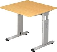 HAMMERBACHER Schreibtisch Schreibtisch C-Fu&szlig; 80x80cm Buche/Silber