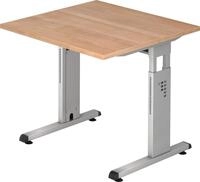 HAMMERBACHER Schreibtisch Schreibtisch C-Fu&szlig; 80x80cm Nussbaum/Silber
