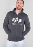 Kapuzensweatjacke ALPHA INDUSTRIES "BASIC ZIP HOODY", Herren, Gr. M, grau (grau,