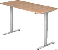 HAMMERBACHER Schreibtisch Schreibtisch 180x80x62-127cm Nussbaum/silber...