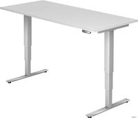HAMMERBACHER Schreibtisch Schreibtisch 180x80x62-127cm wei&szlig;/silber elektrisch