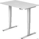 HAMMERBACHER Schreibtisch Schreibtisch 120x80x62-127cm wei&szlig;/silber elektrisch