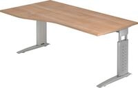 HAMMERBACHER Schreibtisch Schreibtisch C-Fu&szlig; 180x100/80cm Nussbaum/Silber