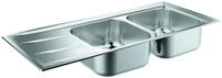 Grohe K&uuml;chensp&uuml;le K400, 50/116 cm, Doppel-Einbausp&uuml;le mit Abtropffl&auml;che...
