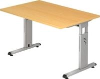 HAMMERBACHER Schreibtisch Schreibtisch C-Fu&szlig; 120x80cm Buche/Silber