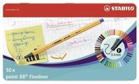 STABILO Fineliner STABILO point 88 Fineliner - 0,4 mm - 50er Metalletui