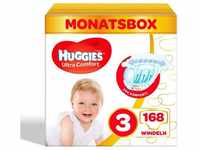 HUGGIES Windeln Ultra Comfort Babywindeln, Größe 3 (4-9 kg), Monatsbox, 168...