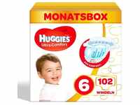 HUGGIES Windeln Ultra Comfort Babywindeln, Größe 6 (15-30 kg), Monatsbox, 102