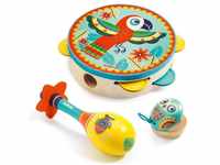 DJECO Spielzeug-Musikinstrument Animambo Instrumenten 3-Set Tamburin, Maracas,