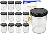 MamboCat Einmachglas 12er Set Sturzglas 230 ml HOCH To 66 schwarzer Deckel incl.