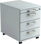 HAMMERBACHER Container Rollcontainer 58cm 3 Sch&uuml;be Schloss Chromgriff Grau