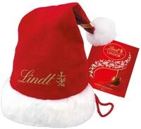 LINDT Schokolade, Lindt Weihnachtsmann M&uuml;tze mit Zartschmelzenden Lindor Minis...