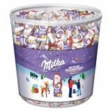 MILKA Schokolade, Milka Mini Weihnachtsm&auml;nner einzeln verpackt in Klarsichtdose