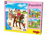 Haba Puzzle Puzzles Pferdefreundinnen. 3 Motive je 24 Teile, 24 Puzzleteile