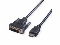 VALUE Kabel DVI (18+1) ST - HDMI ST Audio- & Video-Kabel, DVI-D 18+1,...