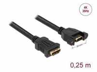 Delock Kabel HDMI-A Buchse > HDMI-A Buchse zum Einbau 4K 30 Hz 0,25 m...
