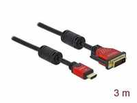 Delock 84343 - HDMI zu DVI 24+1 Kabel bidirektional 3 m, schwarz / rot...