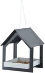 esschert design Nistkasten H&auml;nge Futter Haus Vogelhaus anthrazit wei&szlig; Weichstahl