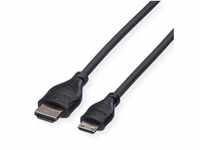 ROLINE HDMI High Speed Kabel mit Ethernet, HDMI ST - Mini HDMI ST Audio- &
