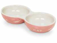 Nobby Futterbehälter Katzen Keramik Doppelnapf Cat rosa/beige