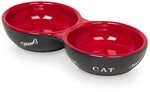 Nobby Napf-Set Katzen Keramik Doppelnapf Cat schwarz/rot