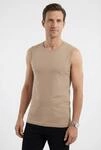 T-Shirt OLYMP "Casual", Herren, Gr. S, beige, Obermaterial: 94% Baumwolle, 6%