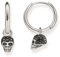 THOMAS SABO Paar Creolen CR623-643-11, Creolen "Totenkopf" Silber Zirkonia schwarz