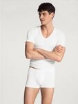 CALIDA V-Shirt Evolution mit tiefem V-Ausschnitt, Interlock-Qualit&auml;t, Kurzarm,