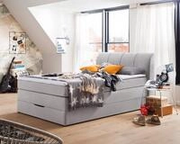 Sun Garden Boxspringbett Boxspringbett Modesto Stoff silber Topper 140x200 cm
