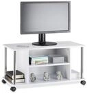 relaxdays TV-Regal Fernsehtisch wei&szlig; mit Rollen, 1-tlg.