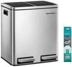 SONGMICS M&uuml;lleimer 2 F&auml;cher, M&uuml;lltrennsystem, Treteimer, Abfalleimer K&uuml;che, 15