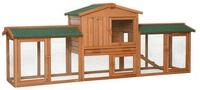 lionto Kleintierstall, gro&szlig;er Doppelstock-Kaninchenstall aus Holz 212x52x85 cm, mit