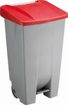Sunware Papierkorb Abfallcontainer Kunststoff 120l grau mit rotem Deckel
