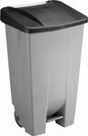 Sunware Papierkorb Abfallcontainer Kunststoff 120l grau mit schwarzem Deckel